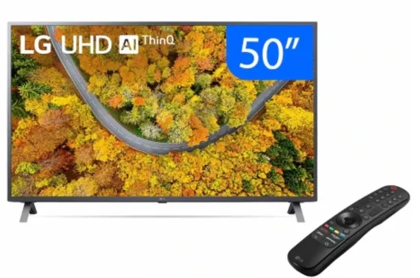 Smart TV 50'' LG UHD 4K 50UP751C Wi-fi Bluetooth HDR ThinQ AI Google Alexa Cinza escuro