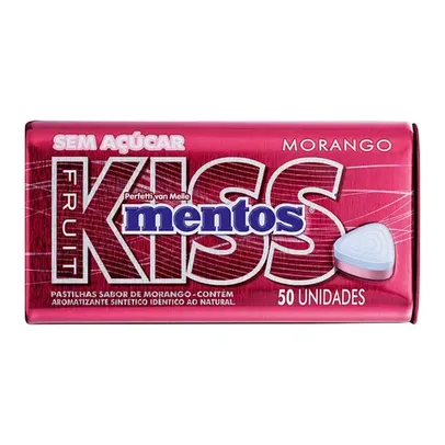 (70% off na 2ª un.) - Pastilha sem Açúcar de Morango Mentos Kiss Morango 35g