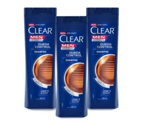 Kit 3 Shampoos Clear Men 400ml (R$ 36 com AME)