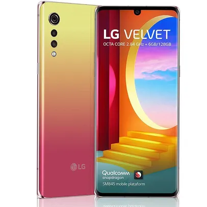 Smartphone LG Velvet Illusion Sunset 6.8'', 4G, 128GB, 6GB Ram, Câmera Tripla 48 MP + 8 MP + 5 MP | R$1804