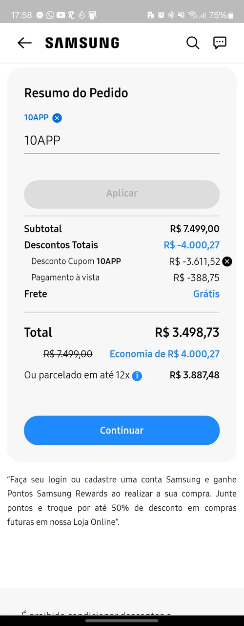 Imagem na descrição da promoção