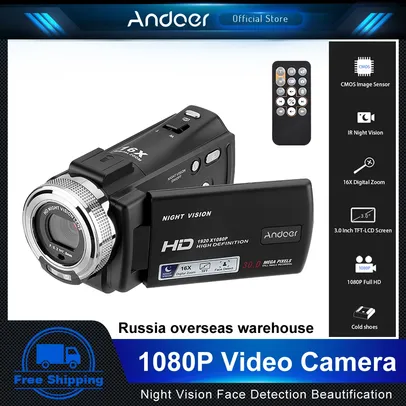  Câmera De Vídeo Digital De Andoer V12 1080p 30mp Hd 16x Zoom Portátil Gravação Filmadora 3 Polegada Tela De Lcd Rotativo