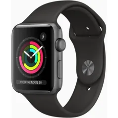 (Reembalado) Apple Watch Series 3 (GPS) 42mm Caixa Cinza Espacial de Alumínio com Pulseira Esportiva Preta