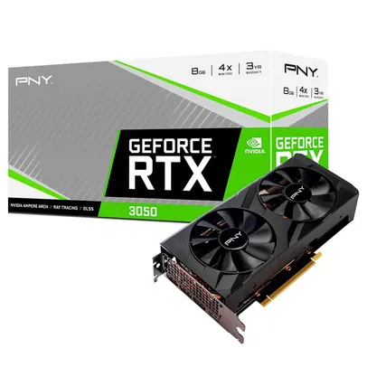 Placa de Vídeo PNY NVIDIA RTX 3050 VERTO Dual Fan Edition, 8 GB GDDR6, DLSS, Ray Tracing - VC