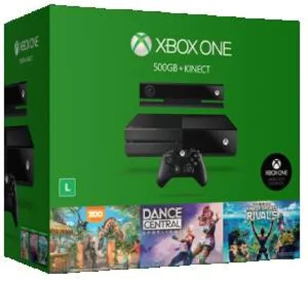 [SARAIVA] Console Xbox One Com Kinect + 3 Jogos - Dance Central, Kinect Sports Rivals e Zootycoon - 500Gb - R$1899