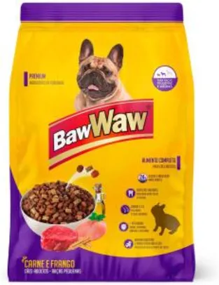 Ração Baw Waw cães pequeno e médio porte - Carne e Frango 6kg | R$26