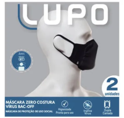 Máscara Zero Costura Vírus Bac-Off - Kit com 2 unidades
