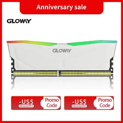 Gloway DIMM Memória RAM para Computador Desktop, 16GB, DDR4, 3200MHz, RGB