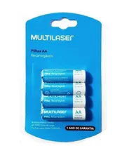 Pilhas Recarregáveis AA Multilaser 2500Mah Com 4 Unidades - CB052, Multicor