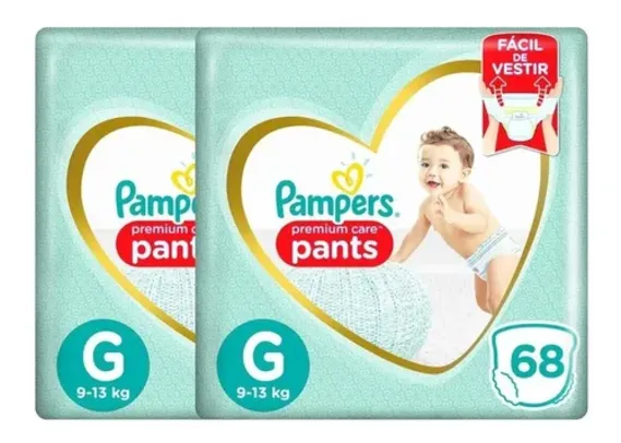 Kit Fralda Pampers Pants Premium Care G 136 Unidades