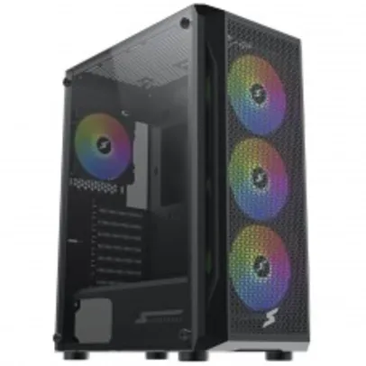 Gabinete Gamer SuperFrame Super X, ARGB, Mid Tower, Vidro Temperado, ATX, Sem Fonte, Com 4 Fans