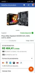 Placa-Mãe Gigabyte B450M S2H, AM4, mATX, DDR4