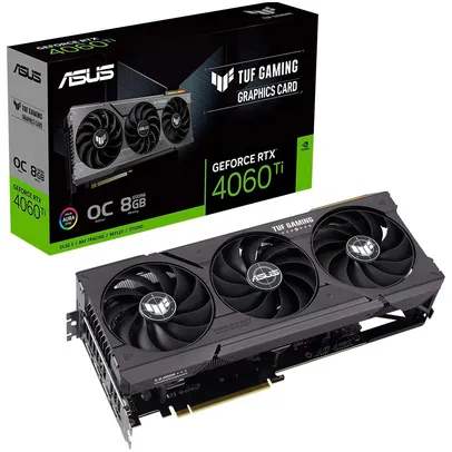 Placa de Vídeo RTX 4060 Ti OC Edition Asus TUF Gaming NVIDIA GeForce, 8 GB GDDR6, ARGB, DLSS