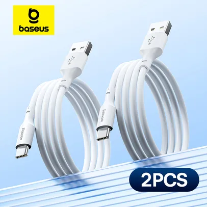 [Taxa Inclusa/Moedas R$19,61] 2 Cabos USB Baseus Tipo C, 1.5M , Cabo de Dados, Carregador para Huawei, Xiaomi 10, Pro 9, 5A