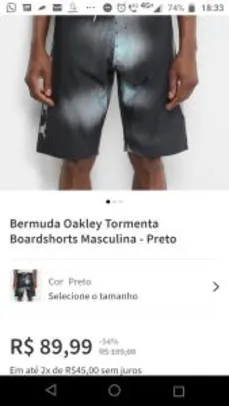 Bermuda Oakley Tormenta Boardshorts Masculina - Preto - R$89