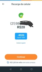 [Novos usuários] R$ 20 grátis pra primeira recarga OI no App RecargaPay.