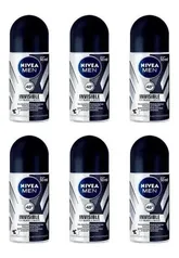 Kit 6 Desodorantes Roll On Nivea Men Invisible B&w 50ml