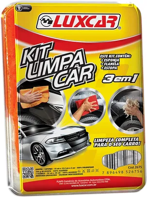 [Prime] Kit Limpa Car ( Flanela/Esponja/Estopa) Luxcar Esponja: | R$ 10