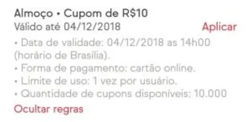 [Contas Selecionadas] Cupom para almoço no I Food hoje até as 14 horas sem mínimo