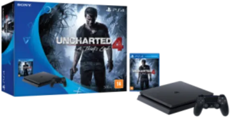 Console Playstation 4 Slim - HD 500 Gb + Jogo Uncharted 4 - Oficial Sony