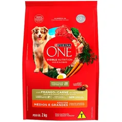 (VIP) Ração Seca para Cães Purina One Adultos Médios e Grandes Frango e Carne 2kg