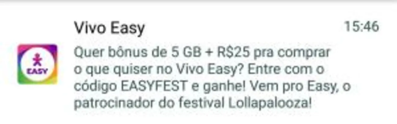 Cupom vivoeasy 5gb + 25 reais (Novos usuários)