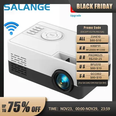 [TAXA INCLUSA/Moedas] Mini Projetor Salange J15 Pro, Suporte 1080P, USB, Smartphone, Home Theater