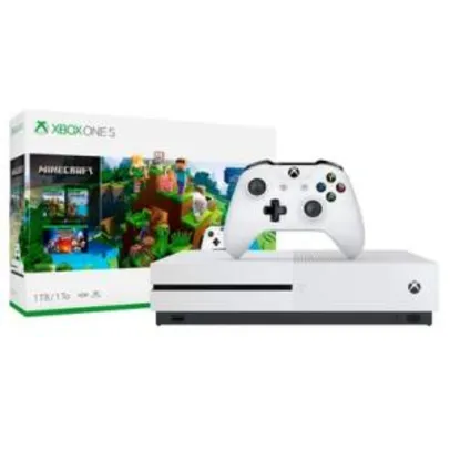 Console Microsoft Xbox One S 1TB Branco + Game Minecraft - R$1399