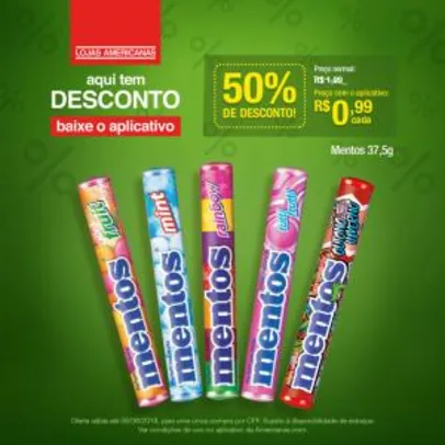 [Americanas - Loja Física] Mentos 37,5g por R$ 0,99