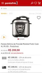 Panela elétrica de pressão Mondial - R$189