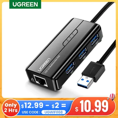 Hub USB 3.0 com Ethernet Ugreen I R$103