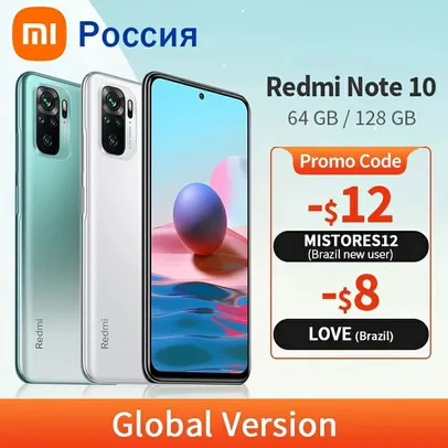 (Novo usuário) Smartphone Redmi Note 10 4/64GB | R$845