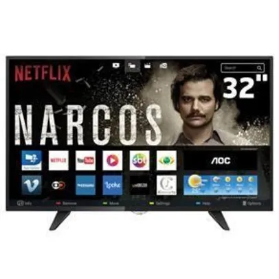 Smart TV LED 32" HD AOC LE32S5970 com Wi-Fi, Botão Netflix, App Gallery, Conversor Digital Integrado, Entradas HDMI e USB