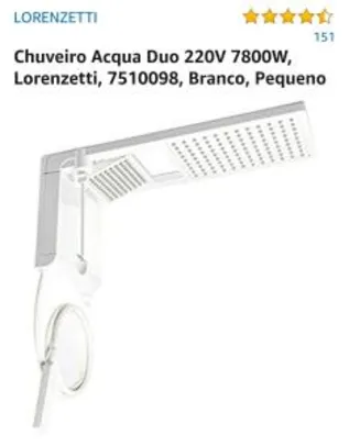 Saindo por R$ 258,22: Chuveiro Acqua Duo 220V 7800W, Lorenzetti, Branco, Pequeno | Pelando