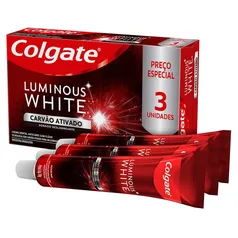 [Regional] 70% 2UN - Creme Para Clareamento Dental Colgate Luminous White Carvão Ativado 3 unid 70g 