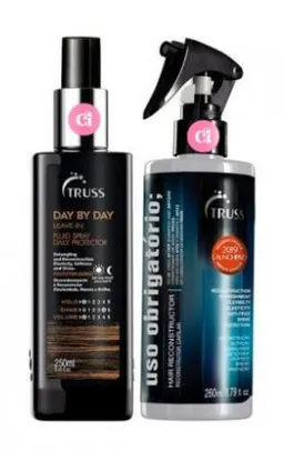 KIT LEAVE-IN TRUSS DAY BY DAY 250ML + USO OBRIGATÓRIO TRUSS TRATAMENTO RECONSTRUTOR 260ML