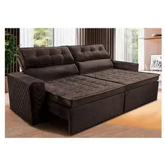 (PIX) Sofá 3 Lugares Cama inBox Belém Retrátil/Reclinável com 200 cm de Largura e Revestido em Suede Velusoft