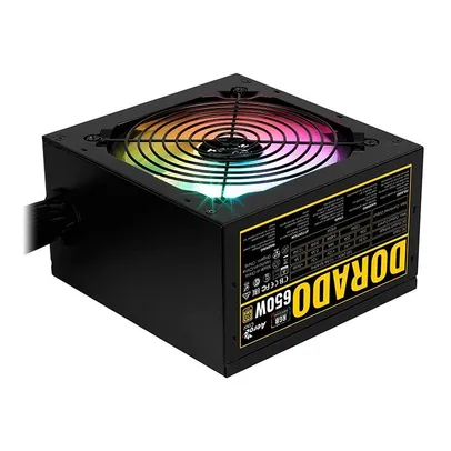 FONTE AEROCOOL DORADO, 650W RGB, 80 PLUS GOLD