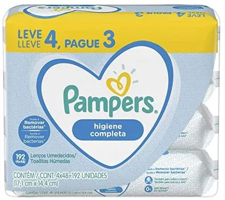 [PRIME] Lenços Umedecidos Pampers Higiene Completa - 192 unidades | R$29