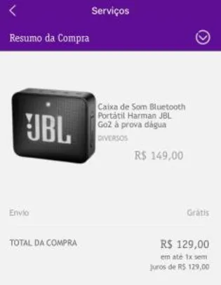 JBL GO2 (VIVO Valoriza) R$129