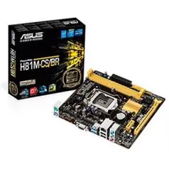 Placa-Mãe (H81m-Cs/Br~90mb0lk0-C1bay1) Intel Lga1150 Ddr3 µAtx Asus.