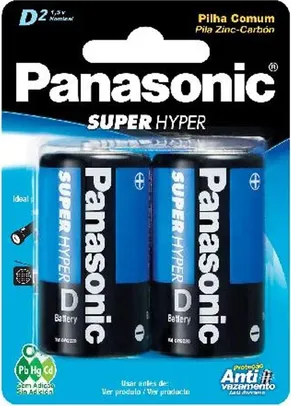 Pilha Comum Grande D com 2 Panasonic | R$6
