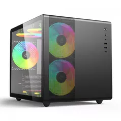 Gabinete Gamer C3Tech Aquarius, Mini Tower, Vidro Temperado, M-ATX, Black, Sem Fonte, Sem Fan, MT-G710BK