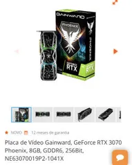 Placa de Vídeo Gainward, GeForce RTX 3070 | R$5.799