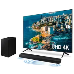 Combo Samsung Smart TV 75 polegadas UHD 4K 75CU7700 + Soundbar Samsung HW-B555/ZD