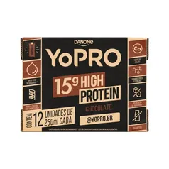 Pack Yopro Bebida Láctea Uht Chocolate 15G de Proteínas 250 Ml -12 Unidades