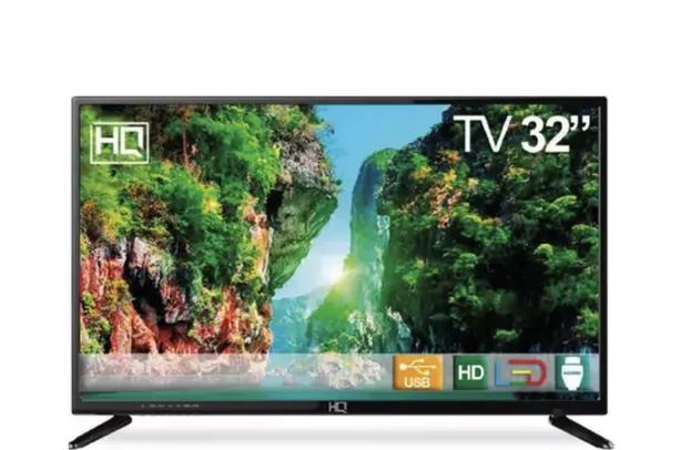 TV LED 32" HQ HQTV32Y Resolução HD com Conversor Digital HDMI USB Recepção Digital