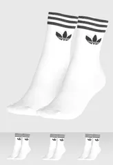 Kit 3pçs Meia adidas Originals Cano Médio Tref Ank Sck Hc Branco