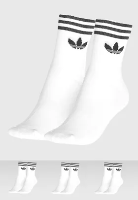 Kit 3pçs Meia adidas Originals Cano Médio Tref Ank Sck Hc Branco