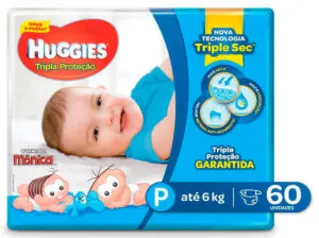 Fralda Huggies com Turma da Mônica Tripla Proteção Mega P - 60 Unidades - R$29